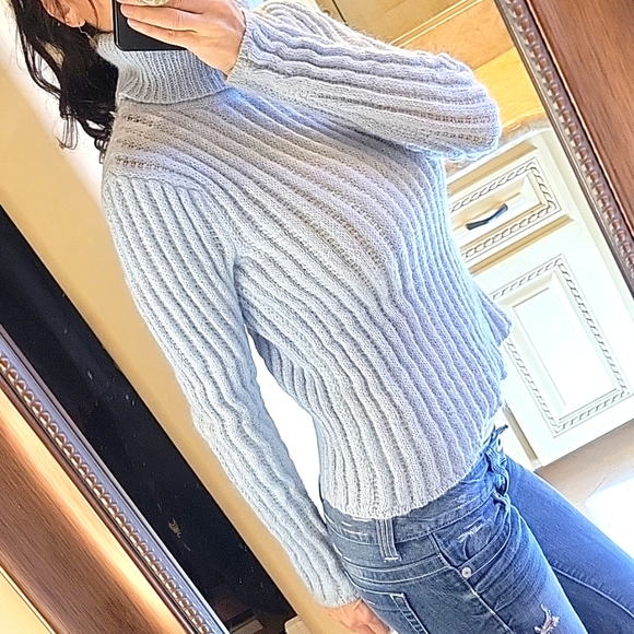 bebe Sweaters Bebe Light Blue Mohair Blend Turtleneck Sweater S